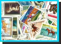 50 different HORSES on stamps