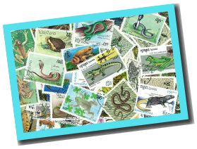50 different REPTILES on stamps