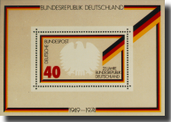 German Souvenir Sheet issued commemorating the 25th anniversary of the Federal Republic in 1974