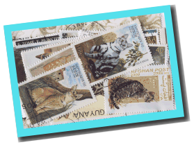 50 verschiedene Briefmarken KATZEN